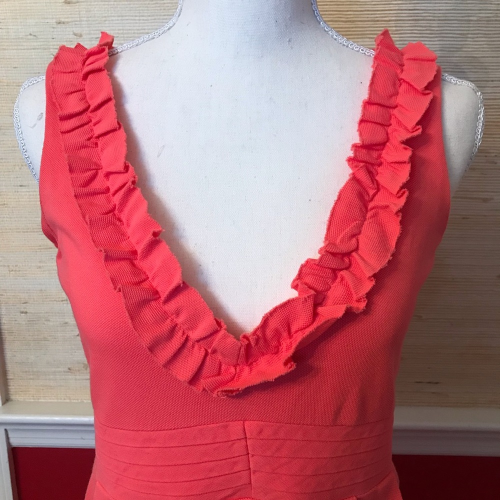 HP🎉 J. Crew Coral Pique V-Neck Dress (Size 4) - Picture 3 of 6